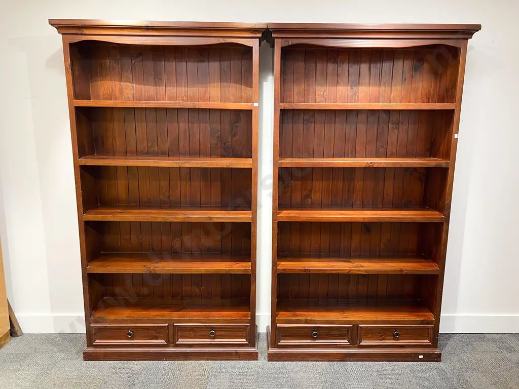 Pair of Tall Two Drawer Bookcases Image 1++