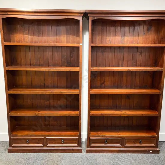 Pair of Tall Two Drawer Bookcases