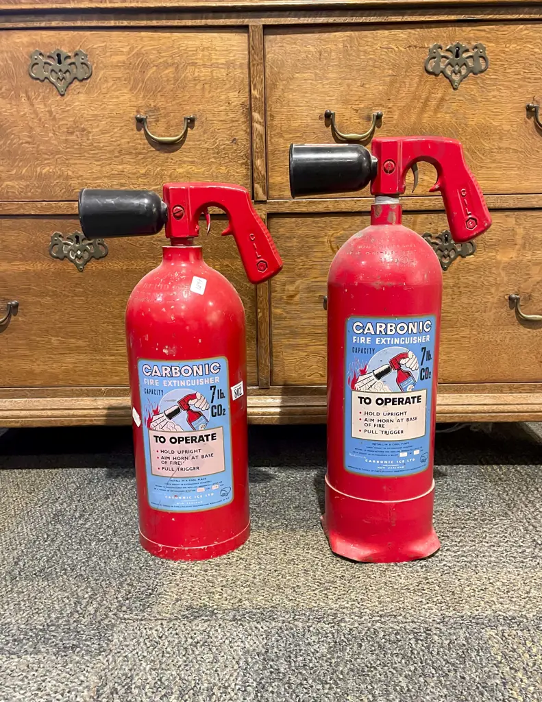 Two Vintage Fire Extinguishers Image 1++
