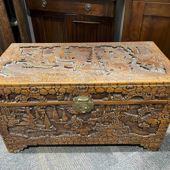 Carved Camphor Chest