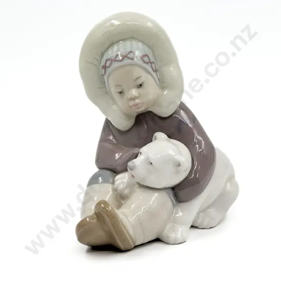 Lladro Group Figure of Eskimo and Polar Bear