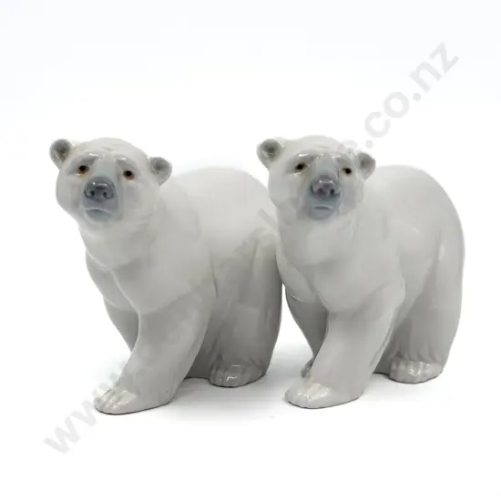 Two Lladro Polar Bears