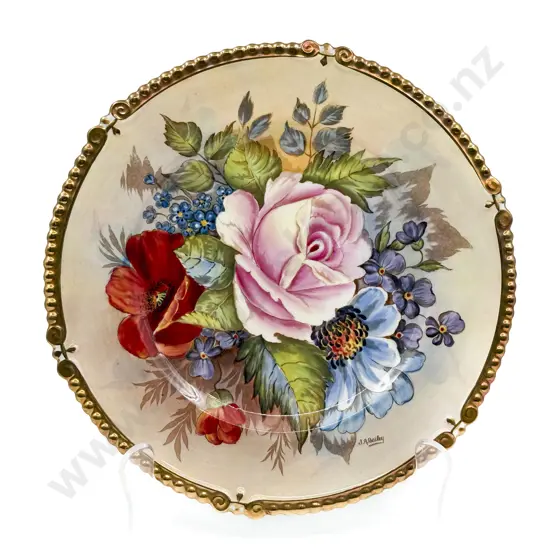 Aynsley Signed Hand Painted Cabinet Plate - J A Bailey