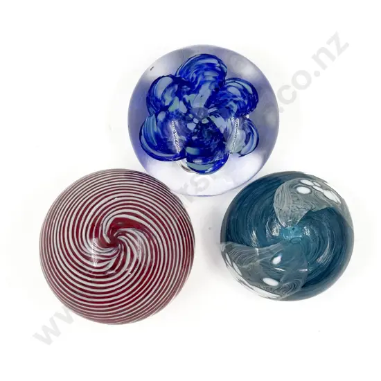 Three Art Glass Paperweights