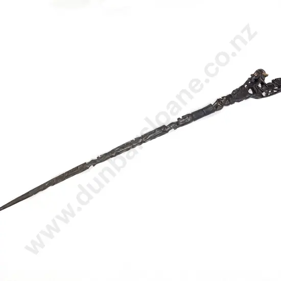 Carved Polynesian hardwood staff