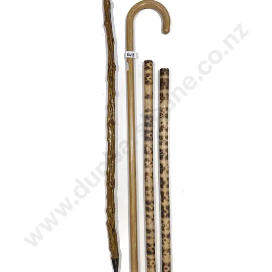 Two Vintage Wooden Walking Sticks together with other