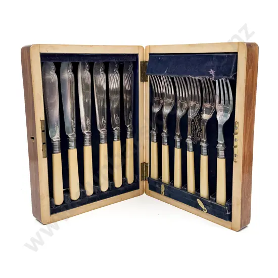 Cased Set of Bone Handled Cutlery