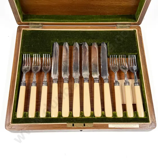 Cased Set of Bone Handled Cutlery