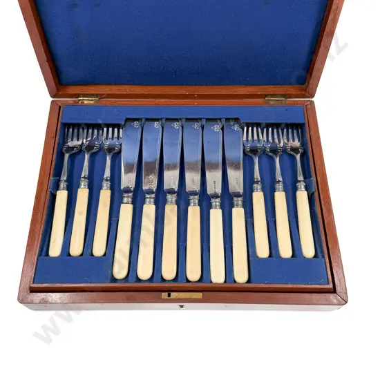 Cased Set of Bone Handled Cutlery