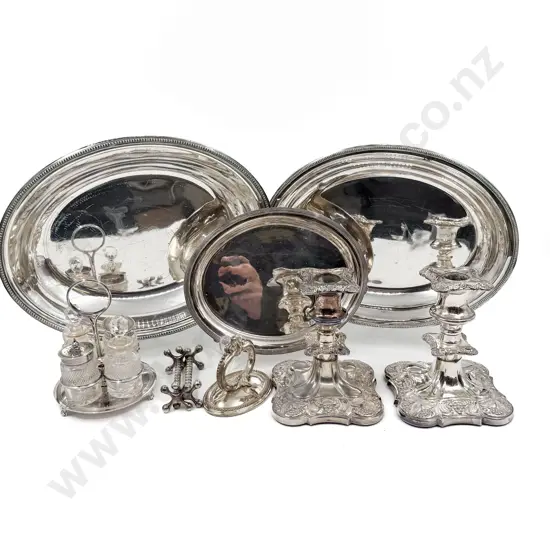 Pair of Candle Sticks with Cruet Set and Lidded Tureen