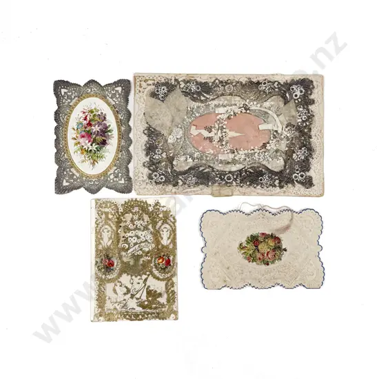 Four Assorted Vintage Die and Cut Greeting Cards