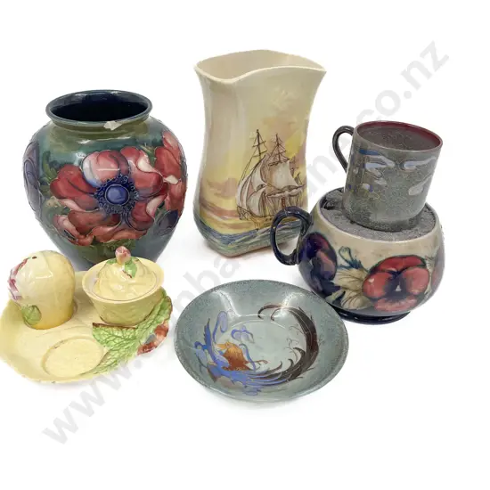 Two Moorcroft Vases With RD Titanian Coffee Can and Saucer and Assorted (ALL FAULTS)