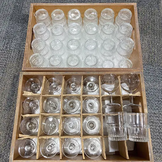 Two Carying Crates of Assorted Glassware