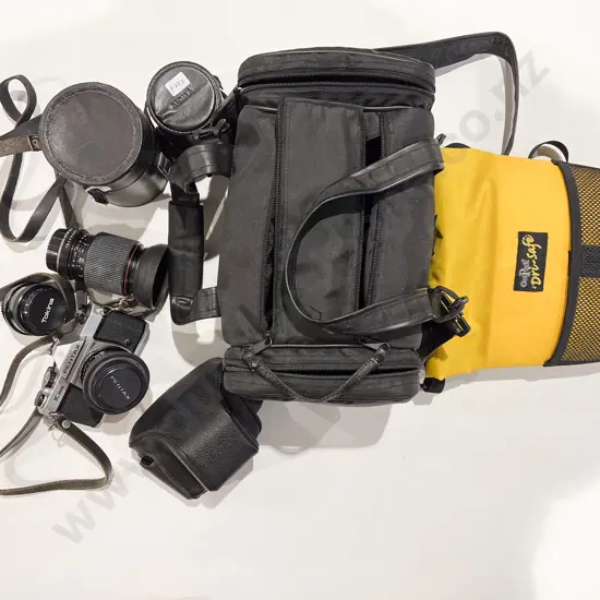 Pentax Camera With Camera Bags and Assorted Lenses/accessories Etc