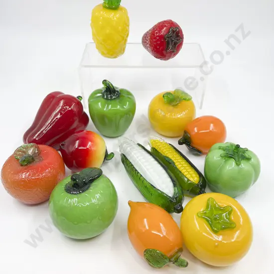 Box Qty of Assorted Glass Faux Fruit