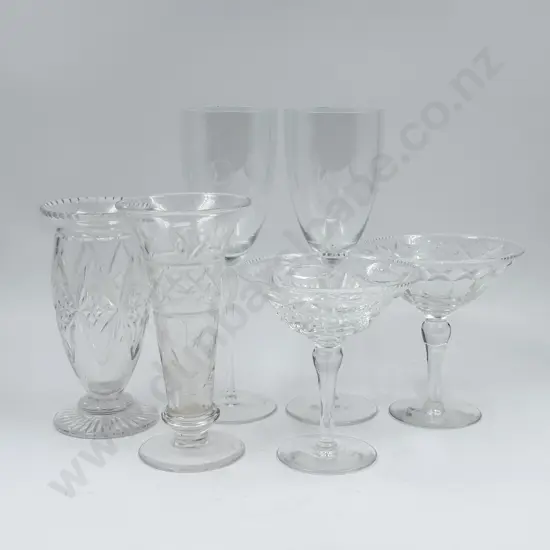 Pair of Rosenthal Wine Glasses Together with Four Pieces of Crystal