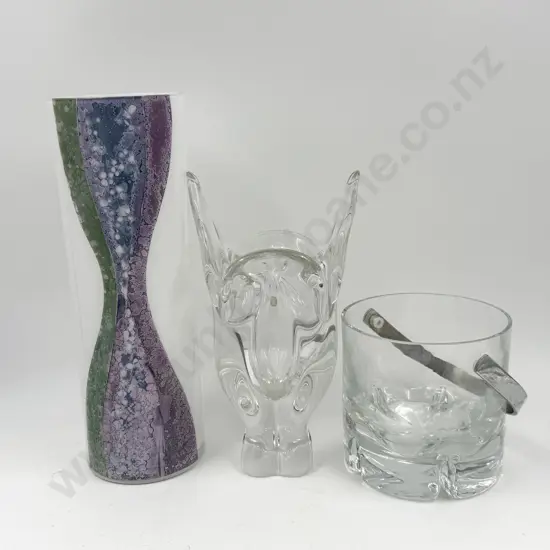 Bohemia Glass Vase With Art Glass Vase and Other