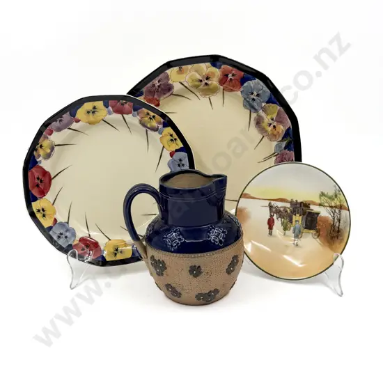 Doulton Lambeth Jug With Two RD "Pansy" Plates etc