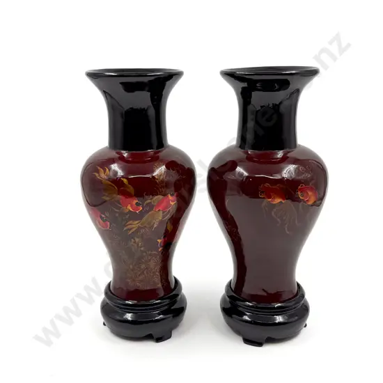 Pair of Lacquered Chinese Vases