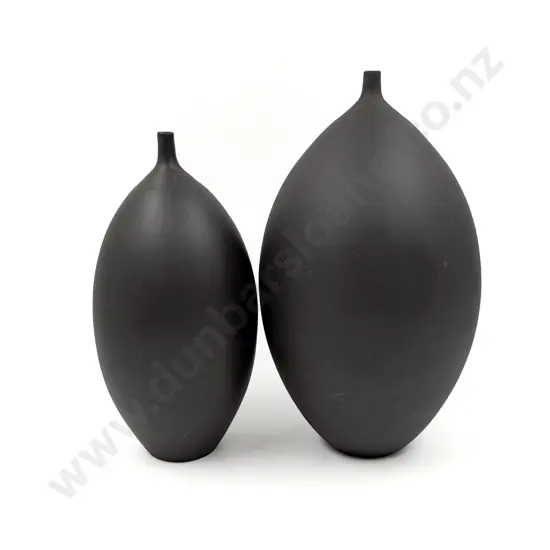 Graduated Pair of Narrow Neck Pottery Vases