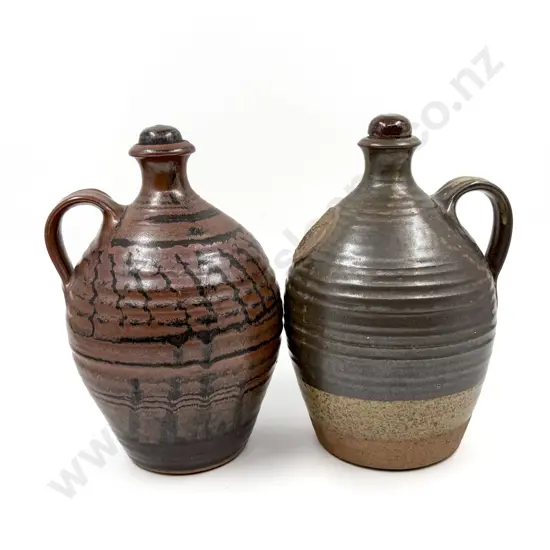 Two Estelle Martin NZ Pottery Flagons