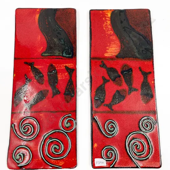 Pair of Morris & James Terracotta Wall Hanging Tiles