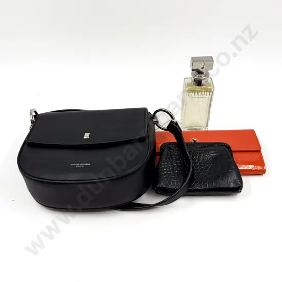 David Jones Black Handbag with Faux Louis Vuitton Wallet and Calvin Klein 'Eternity' Perfume