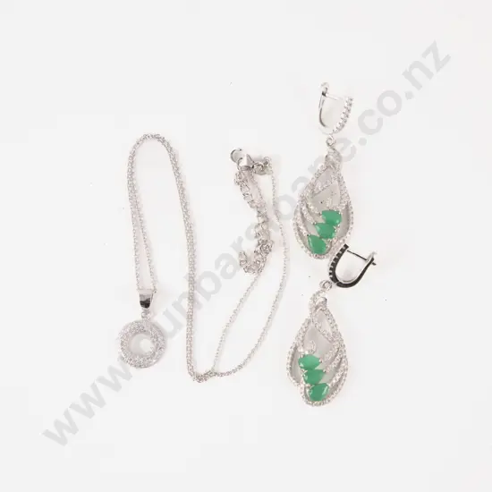 S/S Crystal Necklace and Pair Earrings