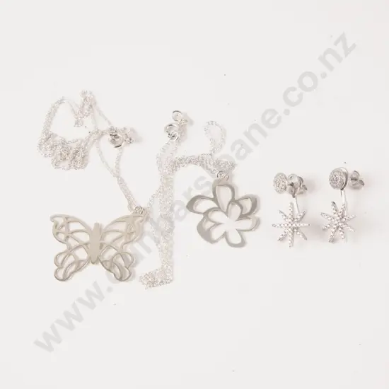 Two S/S Necklaces and Pair Earrings