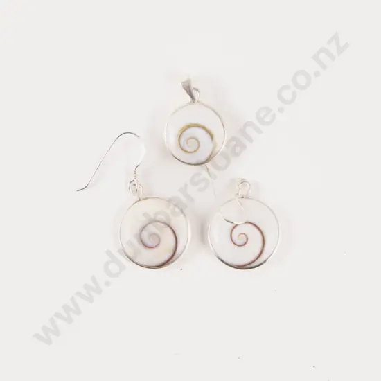 Pair S/S Cats Eye Earrings and Matching Pendant