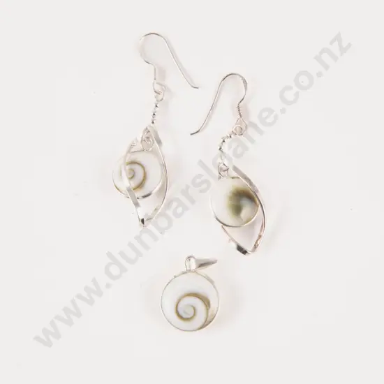 Pair S/S Cats Eye Earrings and Matching Pendant