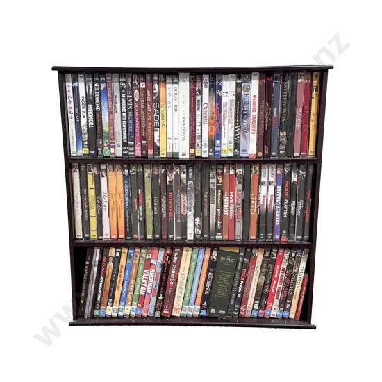 Three Tier Shelf of Assorted DVDs