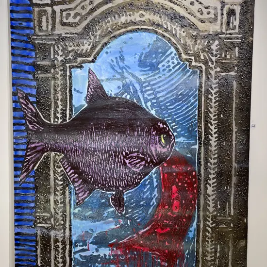 Signed MAC - Fish Study - Mixed Media on Canvas