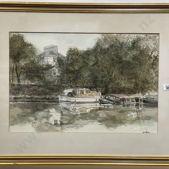 Alex Prevarse - Riverside Scene - W/C