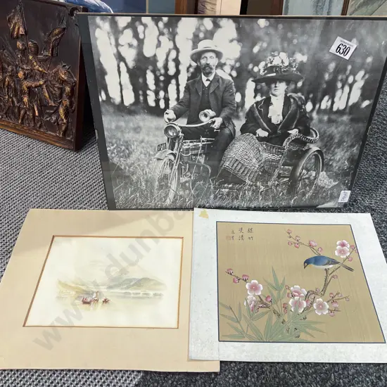 Unknown Artist - Watercolour together with Two Prints