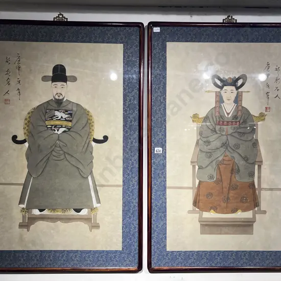 Pair of Chinese Ancestral Portraits