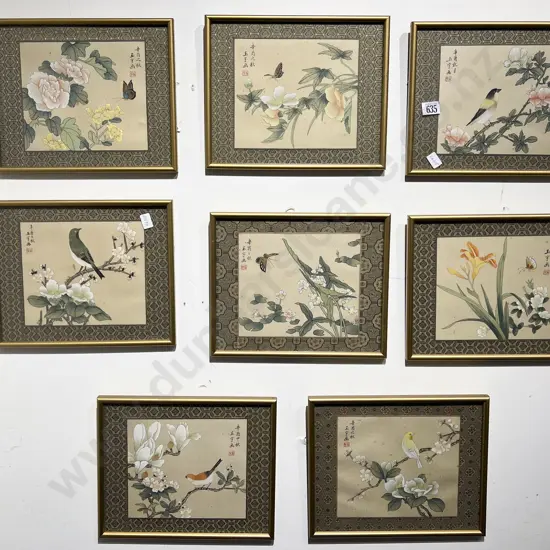 Eight Assorted Chinese Prints on Silk