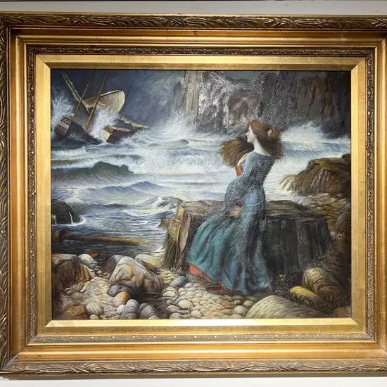 Unknown Artist - "Shipwreck & The Maiden" - Oil on Canvas