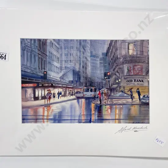 Alfred Memelink - Lambton Quay - Signed Print  (unframed)