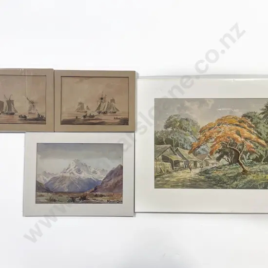 Four Assorted Unframed W/C