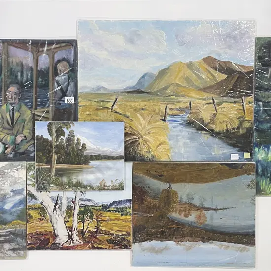 William Main - Oil on Board and 6 other Unframed Oil on Boards