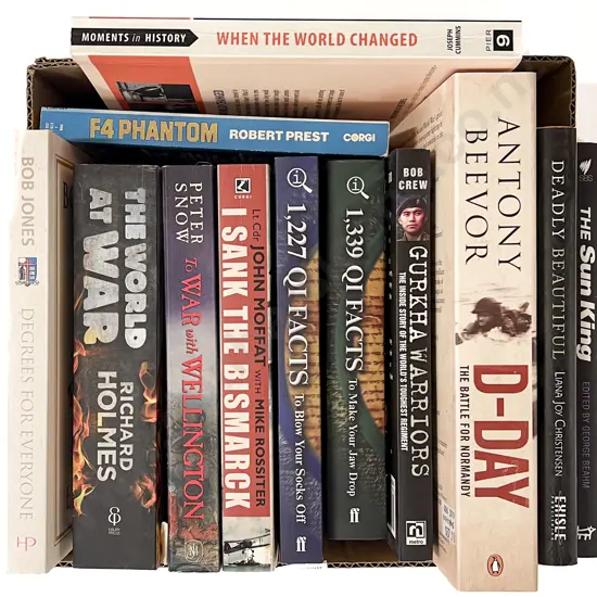 Box of Assorted War Reference Volumes