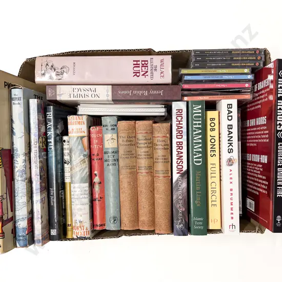 Box of Assorted Books and CDs