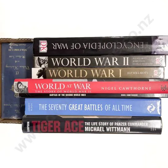 Box of Assorted War Reference Volumes