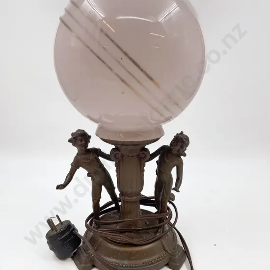 Late Vict. Bronzed Figural Lamp with Globe Shade