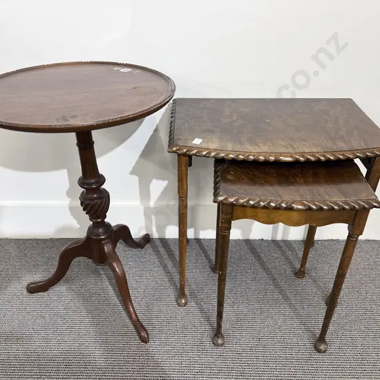 Mahogany Wine Table and Nest of Two Tables