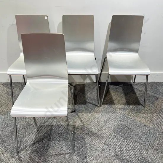 Set of Four Modern Silver & Chrome Dining Chairs