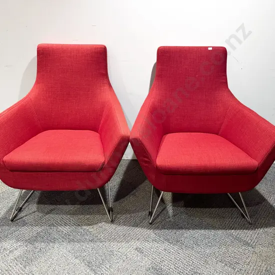 Pair of Modern Red Designer Armchairs