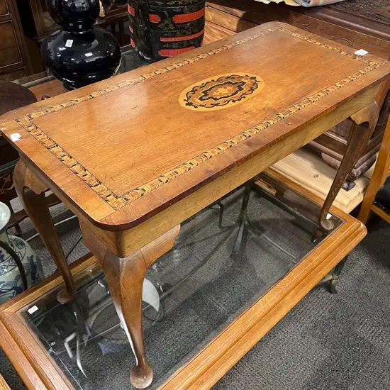 Rectangular Walnut & Parquetry & Marquetry Side Table
