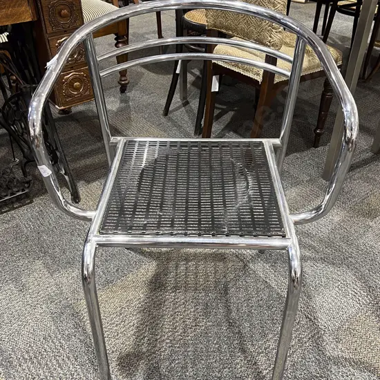 Modern Chrome Open Armchair